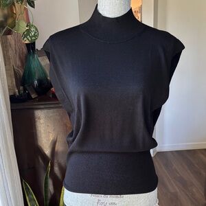 Banana Republic Merino Wool Black Mock Neck Knit Top NWT